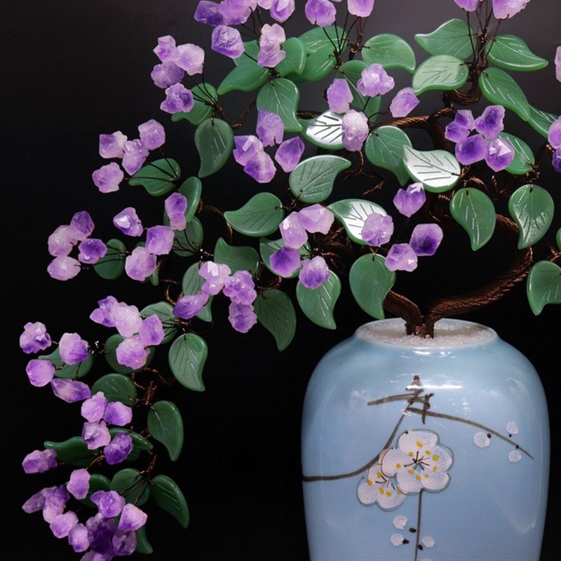 紫水晶发财树黄水晶n摇钱树家居摆件客厅玄关酒柜店铺开业乔迁送 - 图2