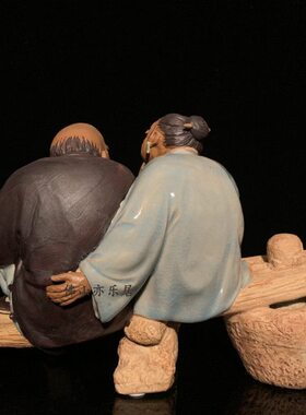 石湾公仔陶瓷摆件创意工艺精品餐厅复古摆设人物送老人家礼品公婆