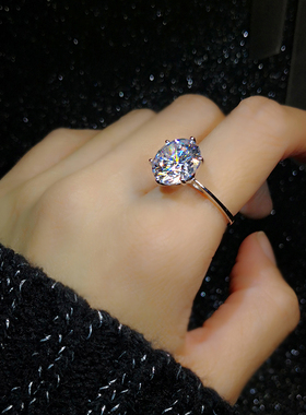 仿真钻戒女六爪鸽子蛋超大五克拉钻小众设计时尚奢华夸张食指戒指