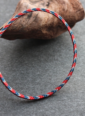 结福记平安富贵手链脚链本命年手工编织五彩绳男女学生闺蜜手绳