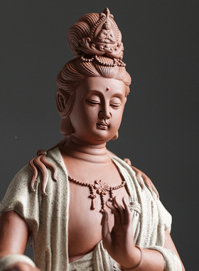 颂物自在观音摆件陶瓷佛像家用工艺品中式禅意家居客厅玄关装饰品