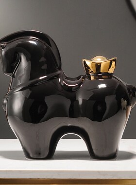 马上有钱摆件新中式客厅电视柜酒柜工艺装饰品办公室开业乔迁礼物