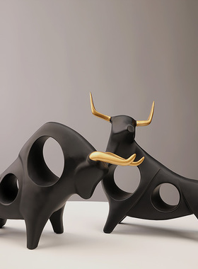 创意牛气冲天牛摆件北欧家居小装饰品电视柜玄关办公室工艺品摆设