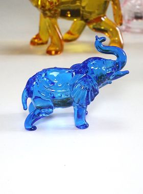 大小号粉紫黄水晶大象摆件 吉祥家居客厅装饰品开业乔迁生日礼物