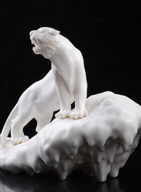 福虎生威生肖虎摆件德化白瓷家居客厅办公室名家大师礼品虎工艺品