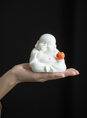 久造陶瓷弥勒佛汽车摆件客厅家居大肚佛桌面装饰品车载笑佛工艺品