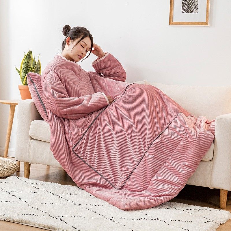 抱枕被子两用珊瑚绒车载单人学生玩手机多功能懒人被子冬袖被连体,淘宝优惠券,粉丝福利购,淘宝优惠卷