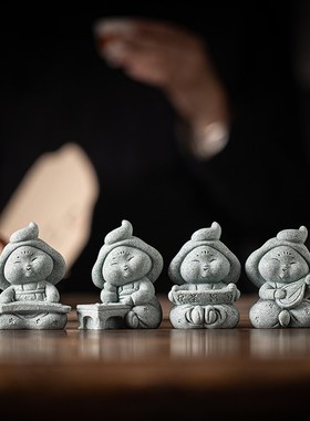 新中式唐朝仕女下棋抚琴琵琶圣旨茶宠摆件鱼缸造景客厅桌面装饰品