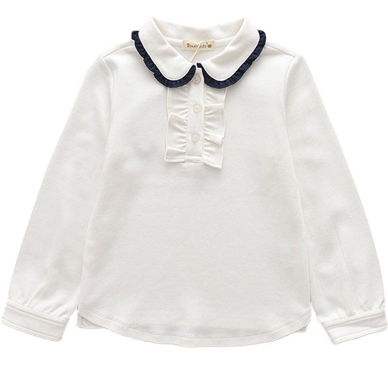 洋气女童秋季新款衬衫领打底衫宝宝学生白色衬衣中大童纯棉娃娃衫,淘宝优惠券,粉丝福利购,淘宝优惠卷