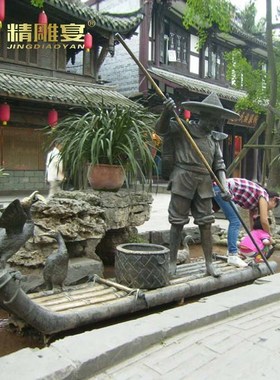 弹古筝人物商业街步行街铜雕制作玻璃钢材质城市景观园林广场雕塑