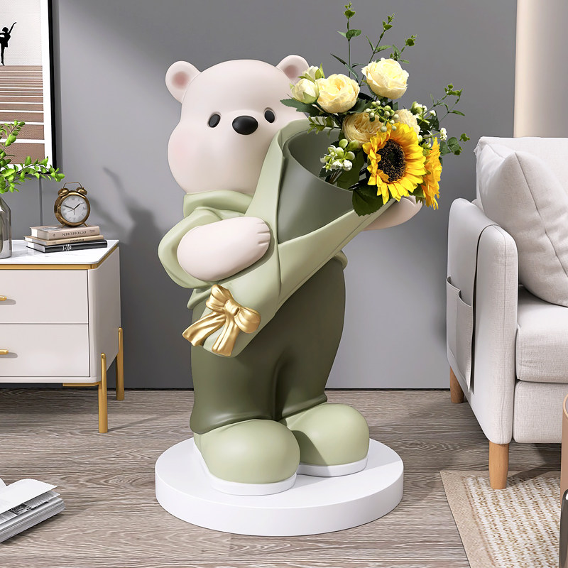 大熊花瓶落地摆件客厅插花家居装饰品玄关电视柜开业乔迁新居礼品,淘宝优惠券,粉丝福利购,淘宝优惠卷