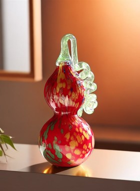 乔迁新居礼物葫芦摆件新中式开业搬家办公室高档客厅酒柜轻奢琉璃