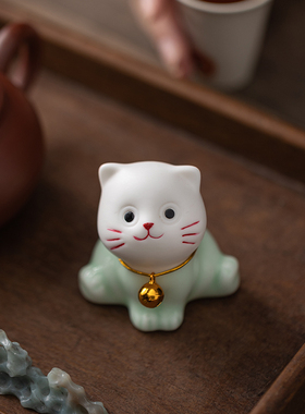 迷你陶瓷可爱小猫咪治愈系招财卡通动物家居客厅桌面装饰小摆件
