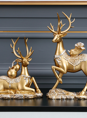 福鹿轻奢摆件玄关客厅酒柜装饰品新中式创意摆设家用软装家居饰品