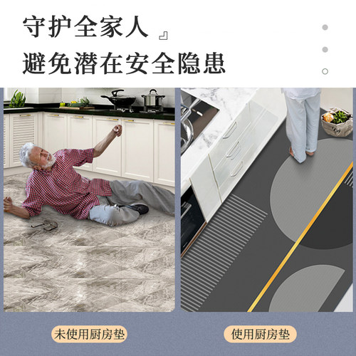 厨房地垫防滑防油可擦免洗满铺地毯防水脚垫整铺家用耐脏定制垫子 - 图1