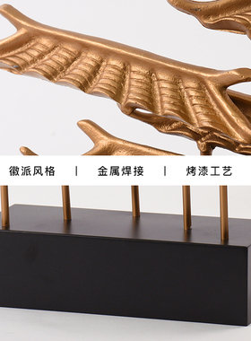新中式创意金属城楼高阁造型艺术摆件酒店大厅装饰品客厅案几摆设