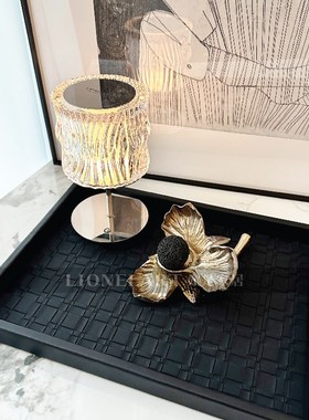 如是编织皮纹托盘玄关客厅卧室餐桌收纳整理珠宝陈列礼品礼物