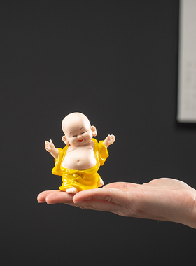 中式禅意陶瓷招财弥勒笑佛创意玄关客厅家居办公室装饰品小摆件