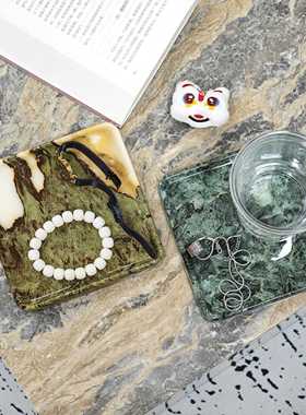 方WXN形奢石托级盘天然大高理石杯装饰摆件轻奢感垫石材收纳香薰