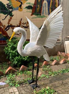 仿鸟本动物标白鹭黑真水鸡真生物摆件画眉UTW羽毛鸟类原创工艺品