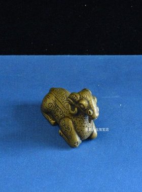 中式古典小铜器清代卧羊铜摆件镇尺茶宠文玩小摆件复古实心纯铜