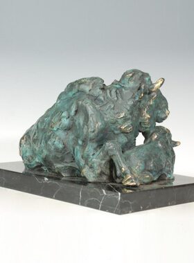 铜雕塑AL178母子牛客厅摆件办公室家居酒店软装饰品工艺礼品包邮