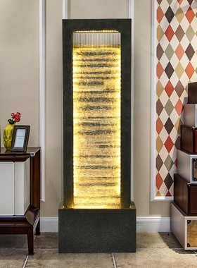 现代简约流水墙喷泉摆件落地客厅办公室内景观水幕墙屏风招财装饰