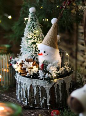圣诞节雪人圣诞老人摆件家用桌面咖啡馆橱窗装饰品圣诞树节日气氛