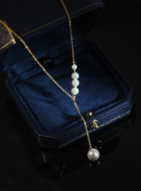 2025新款轻奢珍珠流苏锁骨链女