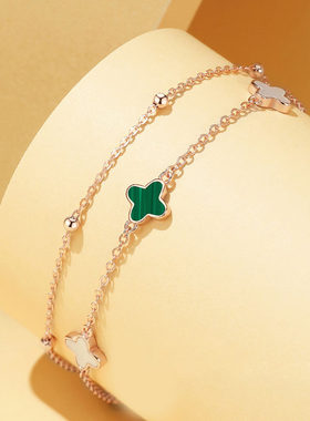 幸运四叶草银饰手链女小众简约