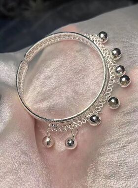 古风苗铃银手镯汉服百搭