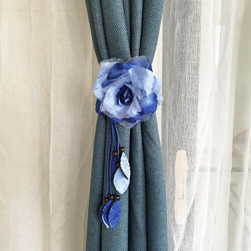 雪纺花朵流苏窗帘夹  韩式绑带绑绳欧式纱帘扎带家居窗帘扣一对装 - 图0