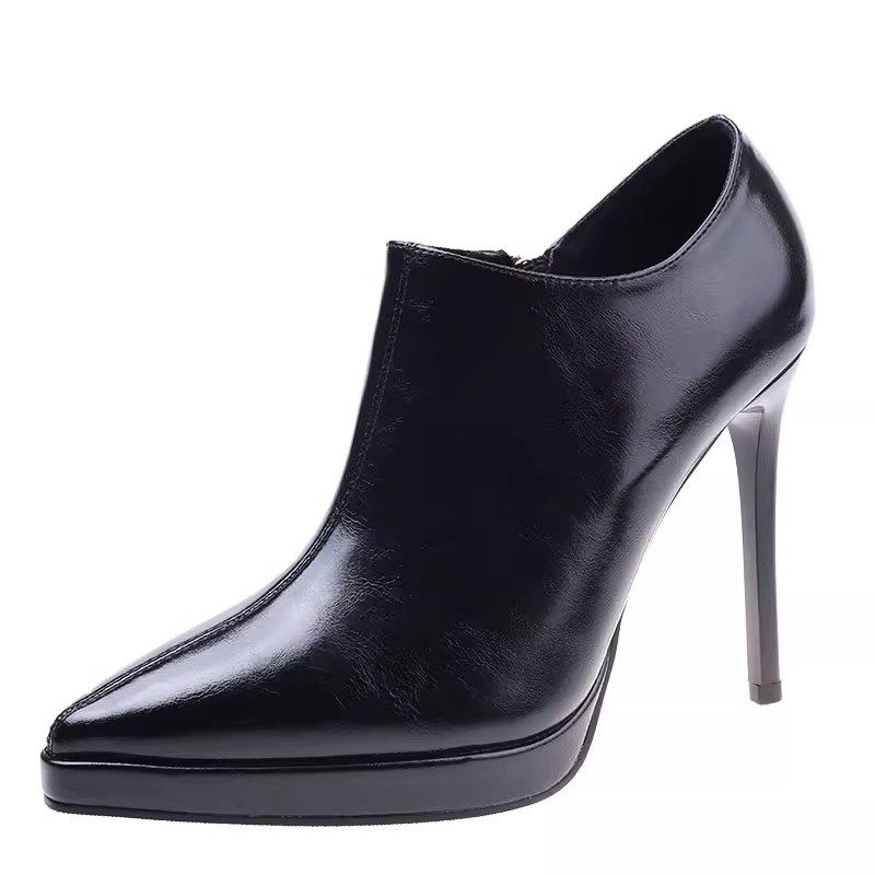 高跟鞋女百搭女鞋2024年春季新款尖头防水台细跟侧拉链深口单鞋女,淘宝优惠券,粉丝福利购,淘宝优惠卷