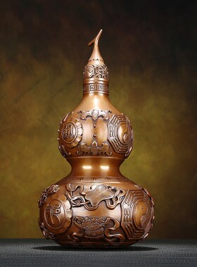 紫铜葫芦摆件中式铜家居办公室装饰品桌面摆设公司开业乔迁送礼