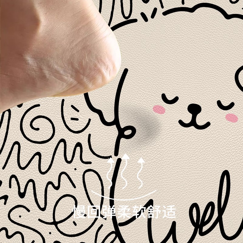 奶油风狗pvc地垫入户门垫耐脏免洗皮革门口地毯进门玄关入户垫子 - 图2