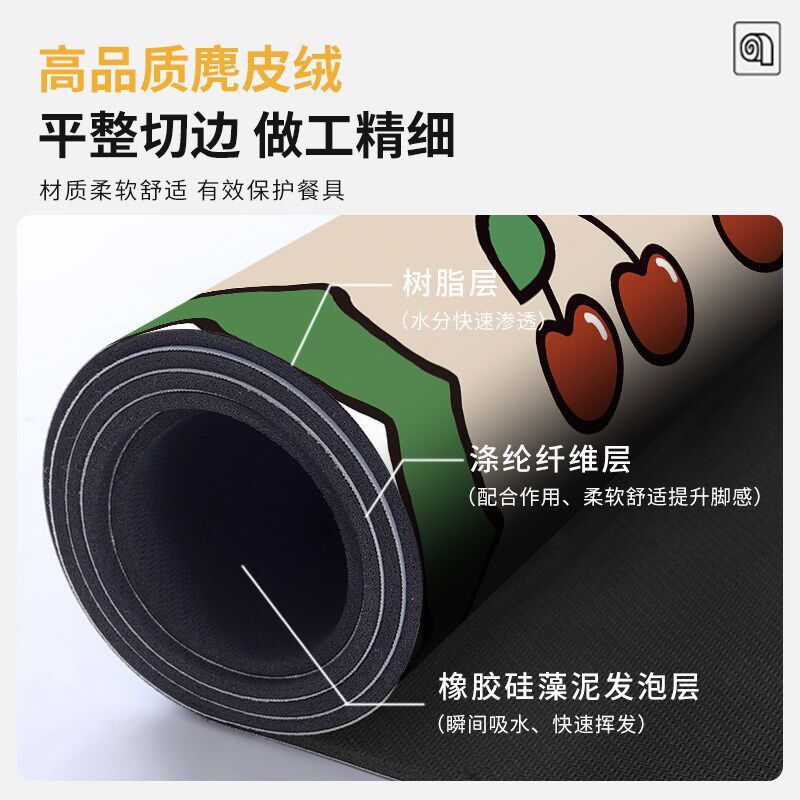 Special absorbent floor mat for kitchen, oil-absorbing, non-slip, full-cover carpet, Dins wind, stain-resistant, entrance door, moisture-proof mat