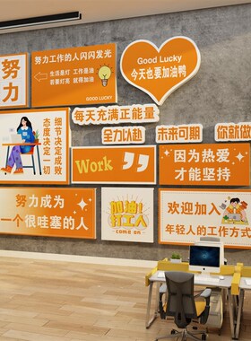 办公室墙面装饰企业文化公司背景高级感氛围布置团队励志标语贴画