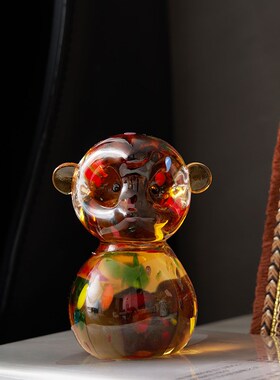 繁花Art 中古软装样q板间客厅柜子茶几摆设琉璃动物猫桌面饰品摆