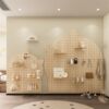 Solid wood hole board entry entrance cat head storage rack dressing mirror custom punch-free wall decoration display rack