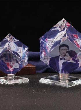 毕业季水晶旋转魔方收款码摆台制作宝宝婚纱写真生日创意节日礼物