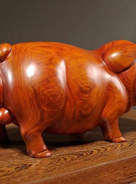 花梨实木猪摆件十二生肖木头可爱猪家居客厅装饰补角吉祥物工艺品