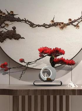 植物盆栽创意办公室摆件新中式仿真迎客松盆景客厅家居装饰品摆设