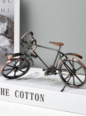 复古铁艺自行车小摆件家居饰品玄关电视柜拍摄道具酒柜装饰品摆设