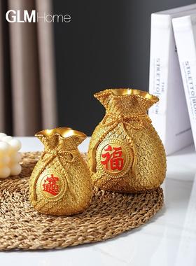 新中式创意钱袋存钱罐摆件家居客厅酒柜储蓄罐装饰品乔迁开业礼品