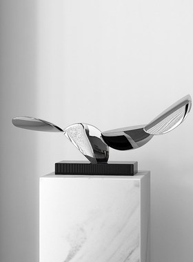 极简现代叶子几何抽象不锈钢装饰桌面雕塑L玄关客厅壁龛样板房摆