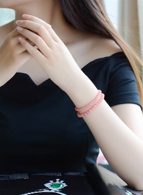 雁唐天然冰种红纹石手链女单圈水晶饰品礼物 阿根廷红纹石手串