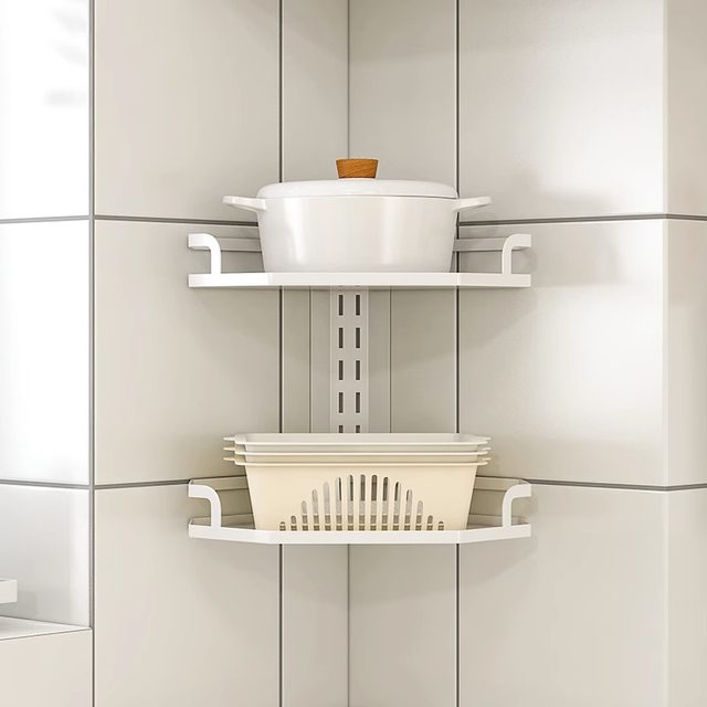 Kitchen storage rack corner wall hanging pot rack multi-layer household triangle hanging corner pot storage rack without hole punching
