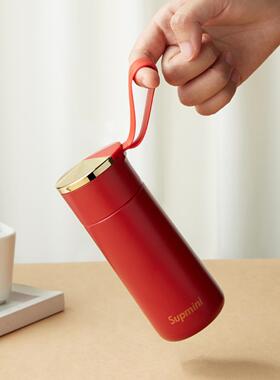 保温杯小巧迷你水杯女生可爱杯子双层防烫学生提绳简约便携不锈钢