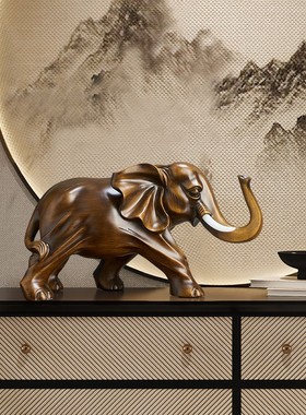 新中式大象摆件家居客厅玄关隔断博古架装饰品书房酒X柜工艺品摆