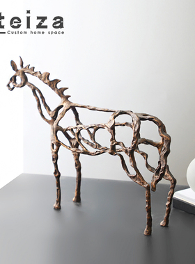 镂空马摆件装饰品抽象动物玄关装饰品书房办公室软装家居饰品